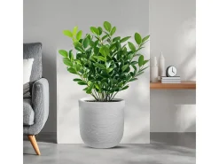 Vaso cilíndrico de resina Raffaello Bianco, 35x34cm, para plantas de interior e exterior.