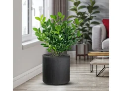 Vaso cilíndrico redondo de resina para plantas de interior e exterior, Modigliani Grey, 36x35 cm