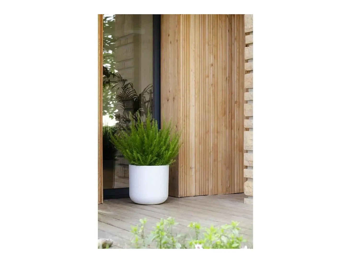 Vaso de flores redondo em plástico Graphit Up branco ceroso - Ø 50 cm - Decoração Moderna - Interior/Exterior