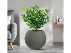 Vaso de resina com design esférico Botticelli Verde para plantas de interior e exterior, 40x33 cm