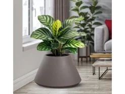 Vaso de resina para interior e exterior para plantas desenho cônico redondo d.60x35h Stromboli Tortora