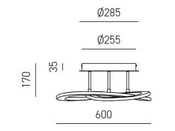 Yara moderna luz de teto LED 40W regulável 4000K luz quente, design de anel de alumínio branco 60x17cm, 1900lm, LED integrado IP20