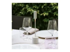 Zafferano - Abajur de mesa LED Carolina recarregável e regulável com sensor de toque - Preto brilhante e latão escovado