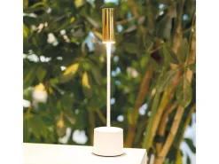 Zafferano - Abajur de mesa LED Carolina recarregável e regulável com sensor de toque - Preto brilhante e latão escovado
