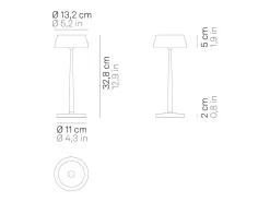 Zafferano SISTER LIGHT Wi-fi Smart LED candeeiro de mesa dourado recarregável e regulável