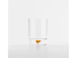 Zafferano Teca Frutta - 6 copos de vidro borossilicato 35cl em formato de pera, fundo duplo, decorados à mão, laváveis